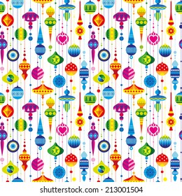 seamless pattern with Christmas decorations 