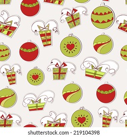 seamless pattern with Christmas decorations