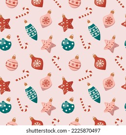 Seamless pattern with christmas decorations