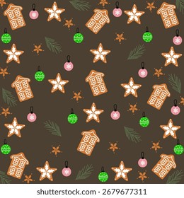 Decoraciones de la Navidad del modelo inconsútil para el embalaje y el Fondo de pantalla del regalo