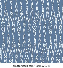Seamless pattern with christmas decorations - glass icicle baubles for Xmas tree, vector line backdrop, new year background.