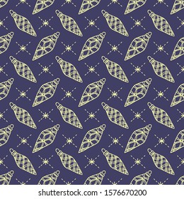 Seamless pattern with Christmas decorations. Hand drawn style. Doodle style. Christmas or New Year vector illustration. Design element for wallpaper, wrapping paper, banner or fabric.