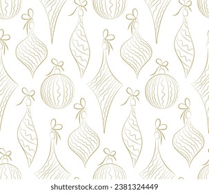 Seamless pattern with Christmas decorations, New Year's holiday background.