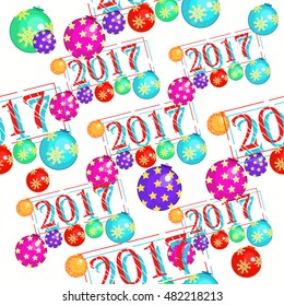 Seamless pattern with Christmas decorations on a white background vector illustration