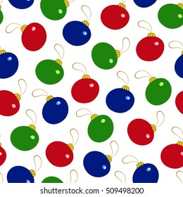 Seamless pattern from Christmas decorations red, blue, green ball. Vector illustration