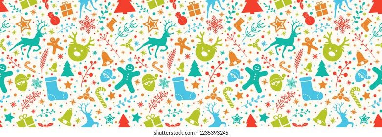 Seamless pattern with Christmas decorations. Vector.
