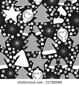Seamless pattern of Christmas decorations,hand drawn .