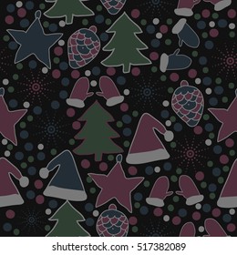 Seamless pattern of Christmas decorations,hand drawn .