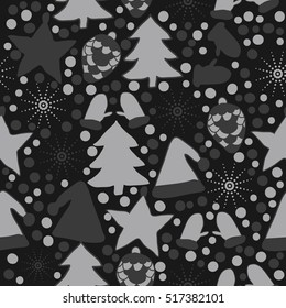 Seamless pattern of Christmas decorations,hand drawn .
