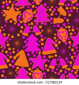 Seamless pattern of Christmas decorations,hand drawn .