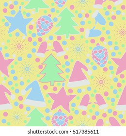 Seamless pattern of Christmas decorations,hand drawn .