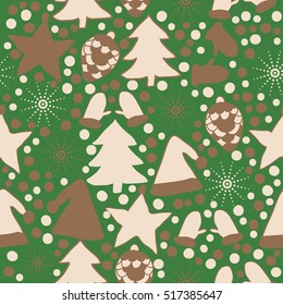 Seamless pattern of Christmas decorations,hand drawn .
