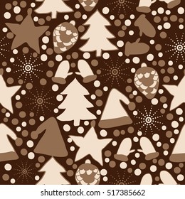 Seamless pattern of Christmas decorations,hand drawn .