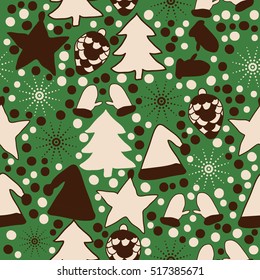 Seamless pattern of Christmas decorations,hand drawn .