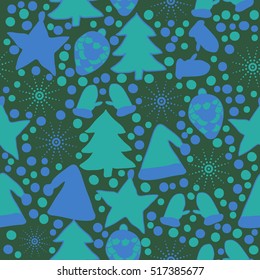 Seamless pattern of Christmas decorations,hand drawn .