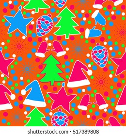 Seamless pattern of Christmas decorations,hand drawn .