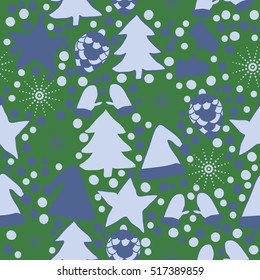Seamless pattern of Christmas decorations,hand drawn .