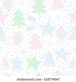 Seamless pattern of Christmas decorations,hand drawn .