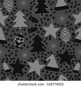 Seamless pattern of Christmas decorations,hand drawn .