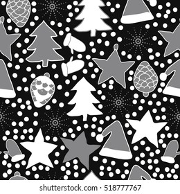 Seamless pattern of Christmas decorations,hand drawn .