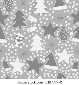 Seamless pattern of Christmas decorations,hand drawn .