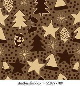 Seamless pattern of Christmas decorations,hand drawn .