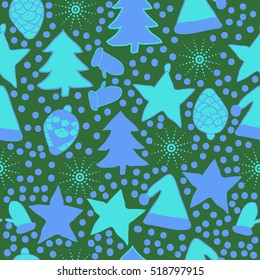 Seamless pattern of Christmas decorations,hand drawn .