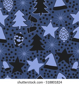 Seamless pattern of Christmas decorations,hand drawn . 