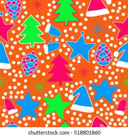 Seamless pattern of Christmas decorations,hand drawn . 