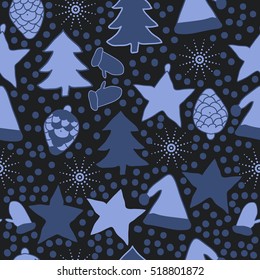 Seamless pattern of Christmas decorations,hand drawn . 