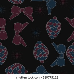 Seamless pattern of Christmas decorations,hand drawn. 