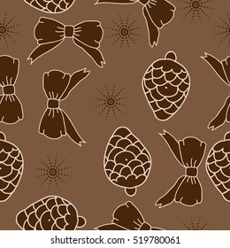 Seamless pattern of Christmas decorations,hand drawn.