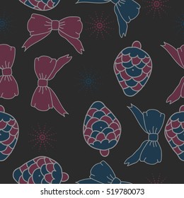 Seamless pattern of Christmas decorations,hand drawn.