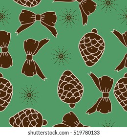 Seamless pattern of Christmas decorations,hand drawn.
