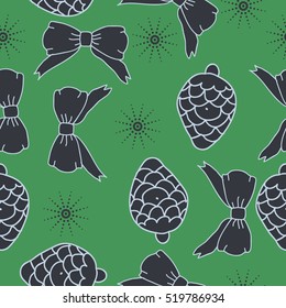 Seamless pattern of Christmas decorations,hand drawn.