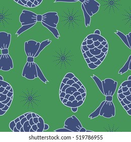 Seamless pattern of Christmas decorations,hand drawn.