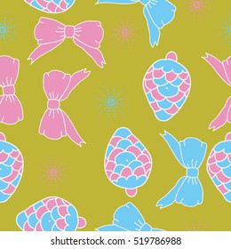 Seamless pattern of Christmas decorations,hand drawn.