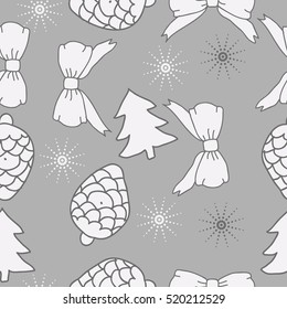 Seamless pattern of Christmas decorations,hand drawn.