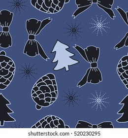 Seamless pattern of Christmas decorations,hand drawn. 
