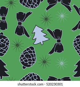 Seamless pattern of Christmas decorations,hand drawn. 