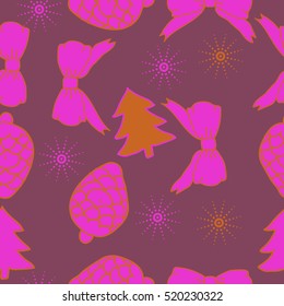 Seamless pattern of Christmas decorations,hand drawn. 
