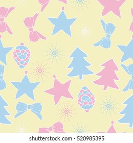 Seamless pattern of Christmas decorations,hand drawn. 