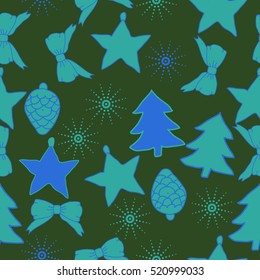 Seamless pattern of Christmas decorations,hand drawn. 