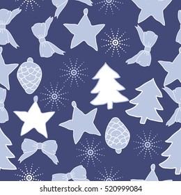 Seamless pattern of Christmas decorations,hand drawn. 