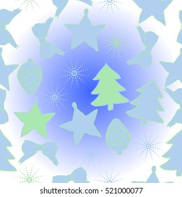 Seamless pattern of Christmas decorations,hand drawn. 