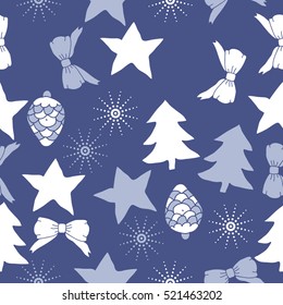 Seamless pattern of Christmas decorations,hand drawn.