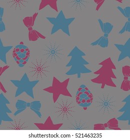 Seamless pattern of Christmas decorations,hand drawn.
