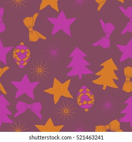 Seamless pattern of Christmas decorations,hand drawn.