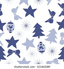 Seamless pattern of Christmas decorations,hand drawn.