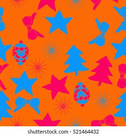 Seamless pattern of Christmas decorations,hand drawn.